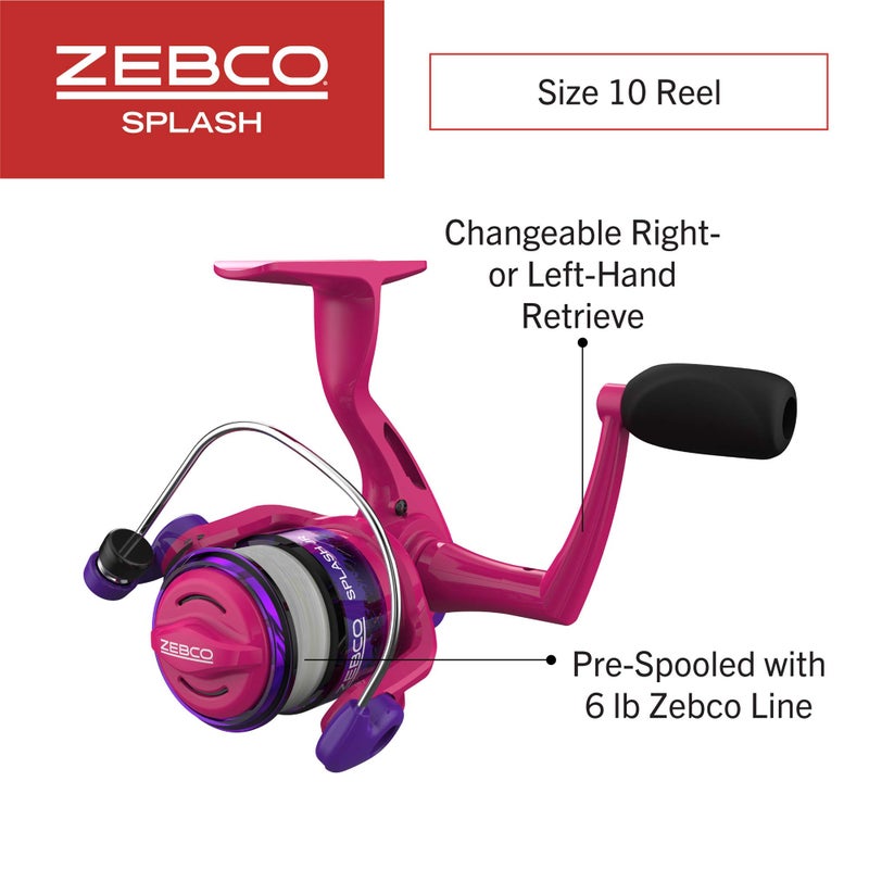 Zebco Splash Junior Spinning Reel and Fishing Rod Combo, 4-Foot 2-Piece Fishing Pole, Size 10 Reel, Changeable Right- or Left-Hand Retrieve, Pre-Spooled with 6-Pound Zebco Line, Blue - Image 3